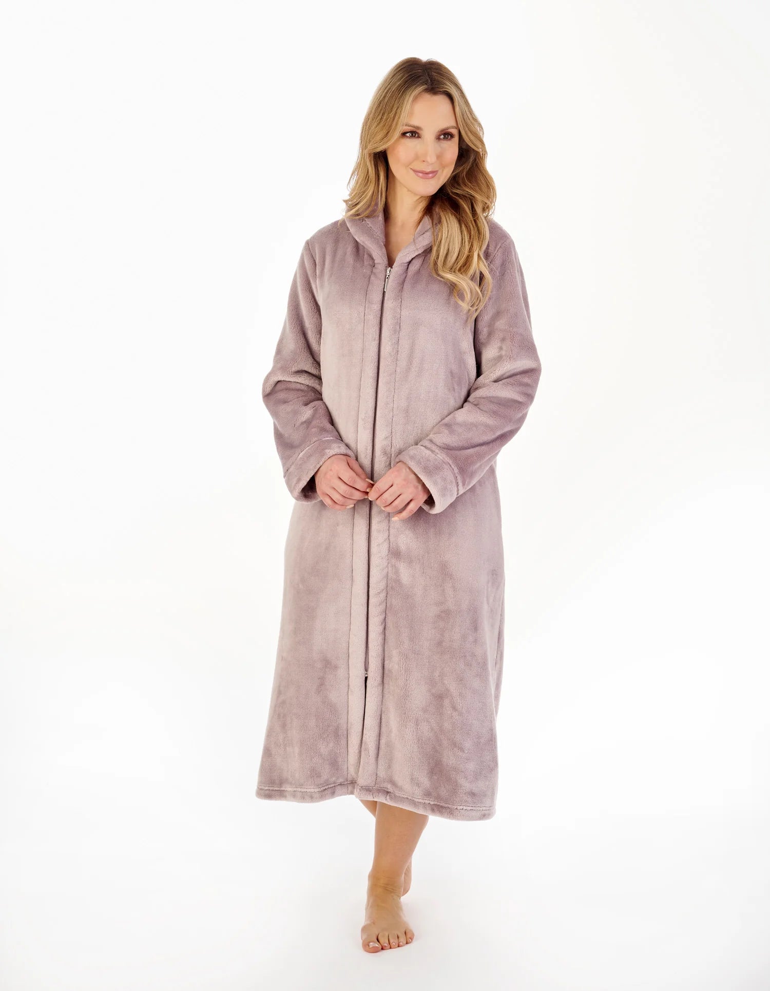 Miss Elaine Long Zip Front Dressing Gown- Dark Green (Style: 861000) |  Lingerie and Leisure